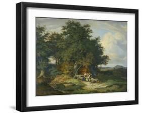 Autumnal Forest with Herders, 1837-Ludwig Richter-Framed Giclee Print