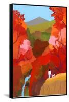 Autumnal leaves and waterfalls-Hiroyuki Izutsu-Framed Stretched Canvas