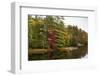 Autumnal trees along river, Muskoka, Ontario, Canada-Panoramic Images-Framed Photographic Print