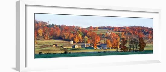 Autumnal trees in farm, Wilmington, Vermont, USA-Panoramic Images-Framed Photographic Print