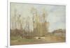 Auvers-Sur-Oise: Daubigny's Pond, C.1855 (Oil on Paper on Canvas)-Jean Baptiste Camille Corot-Framed Giclee Print