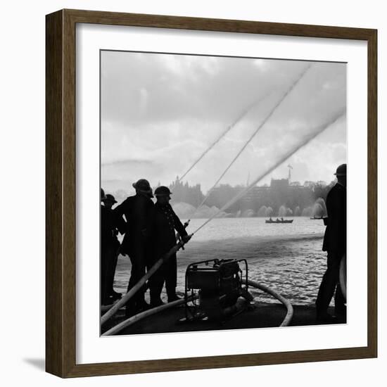 Auxiliary Fire Service exercise in Hyde Park, 1957-Ted Heanley M.B.E. D.F.C.-Framed Photographic Print