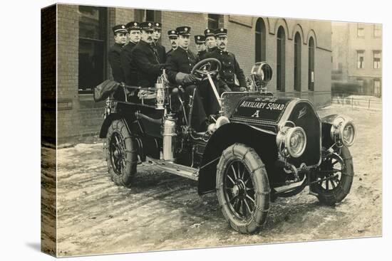 Auxiliary Fire Squad in Vintage Car-null-Stretched Canvas