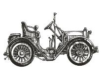 Old Car on a White Background. Sketch-AVA Bitter-Art Print