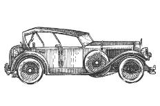 Old Car on a White Background. Sketch-AVA Bitter-Art Print