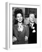 Ava Gardner and Mickey Rooney After Their Wedding, January, 1942-null-Framed Photo