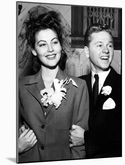 Ava Gardner and Mickey Rooney After Their Wedding, January, 1942-null-Mounted Photo