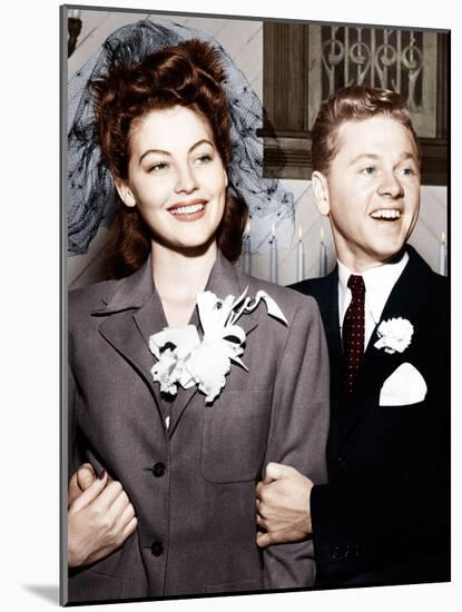 Ava Gardner and Mickey Rooney after their wedding, January, 1942-null-Mounted Photo