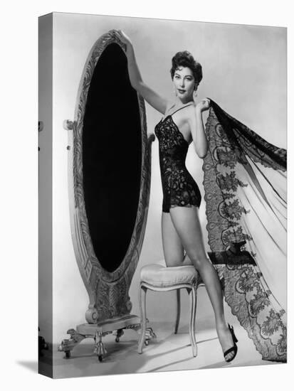 Ava Gardner in the 50's (b/w photo)-null-Stretched Canvas