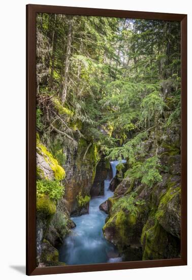 Avalanche Creek, Landscape, Flume, stream-Yitzi Kessock-Framed Photographic Print