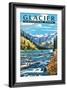 Avalanche Lake - Glacier National Park, Montana-Lantern Press-Framed Art Print