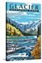 Avalanche Lake - Glacier National Park, Montana-Lantern Press-Stretched Canvas
