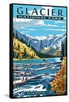 Avalanche Lake - Glacier National Park, Montana-Lantern Press-Framed Stretched Canvas