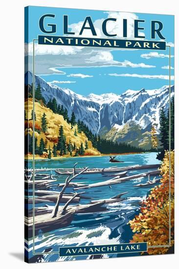 Avalanche Lake - Glacier National Park, Montana-Lantern Press-Stretched Canvas