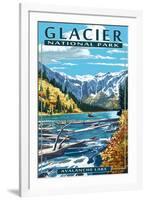 Avalanche Lake - Glacier National Park, Montana-Lantern Press-Framed Art Print