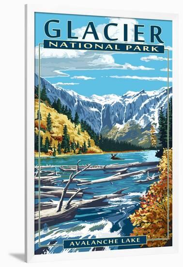 Avalanche Lake - Glacier National Park, Montana-Lantern Press-Framed Art Print