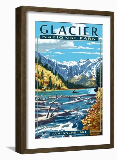 Avalanche Lake - Glacier National Park, Montana-Lantern Press-Framed Art Print