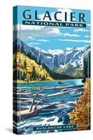 Avalanche Lake - Glacier National Park, Montana-Lantern Press-Stretched Canvas