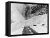 Avalanche of snow across railroad tracks Photograph - Alaska-Lantern Press-Framed Stretched Canvas