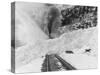 Avalanche of snow across railroad tracks Photograph - Alaska-Lantern Press-Stretched Canvas