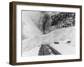 Avalanche of snow across railroad tracks Photograph - Alaska-Lantern Press-Framed Art Print