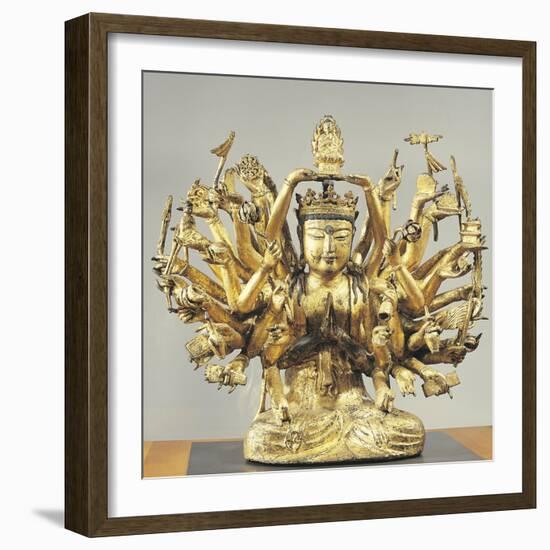 Avalokitesvara with Thousand Arms, Gilded Wooden Statue, from the Temple of Tongbang-Sa-null-Framed Giclee Print