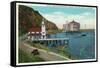 Avalon, California - View of the Yacht Club and New Casino-Lantern Press-Framed Stretched Canvas