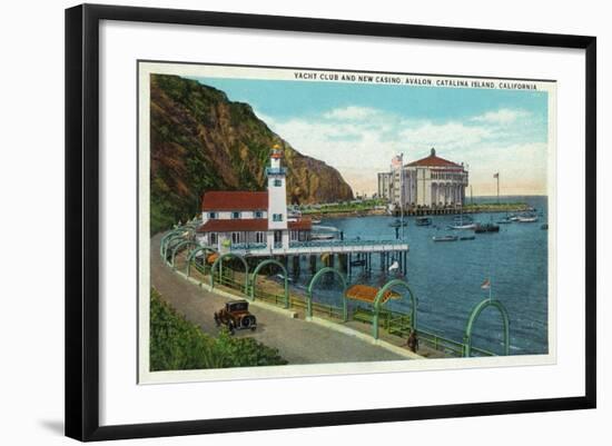 Avalon, California - View of the Yacht Club and New Casino-Lantern Press-Framed Art Print