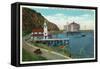 Avalon, California - View of the Yacht Club and New Casino-Lantern Press-Framed Stretched Canvas