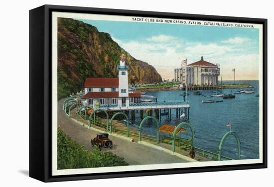 Avalon, California - View of the Yacht Club and New Casino-Lantern Press-Framed Stretched Canvas