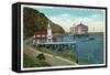 Avalon, California - View of the Yacht Club and New Casino-Lantern Press-Framed Stretched Canvas