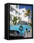 Avalon Hotel and Classic Car on South Beach, City of Miami Beach, Florida, USA, North America-Richard Cummins-Framed Stretched Canvas