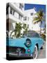 Avalon Hotel and Classic Car on South Beach, City of Miami Beach, Florida, USA, North America-Richard Cummins-Stretched Canvas