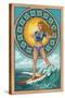 Avalon, New Jersey - Art Nouveau Surfer-Lantern Press-Stretched Canvas