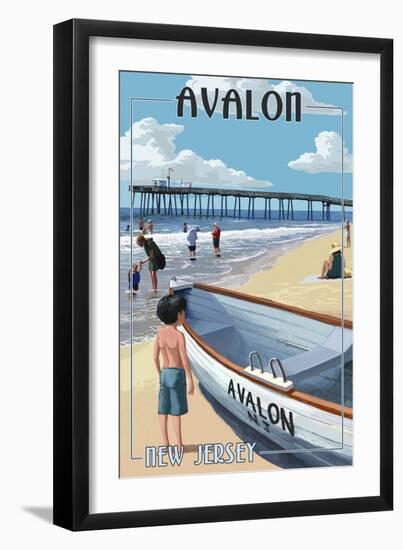 Avalon, New Jersey - Lifeboat-Lantern Press-Framed Art Print