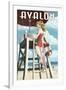 Avalon, New Jersey - Lifeguard Pinup Girl-Lantern Press-Framed Art Print