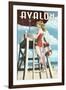 Avalon, New Jersey - Lifeguard Pinup Girl-Lantern Press-Framed Art Print