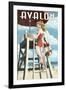 Avalon, New Jersey - Lifeguard Pinup Girl-Lantern Press-Framed Art Print