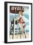 Avalon, New Jersey - Lifeguard Pinup Girl-Lantern Press-Framed Art Print