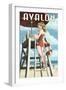 Avalon, New Jersey - Lifeguard Pinup Girl-Lantern Press-Framed Art Print