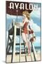 Avalon, New Jersey - Lifeguard Pinup Girl-Lantern Press-Mounted Art Print