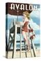 Avalon, New Jersey - Lifeguard Pinup Girl-Lantern Press-Stretched Canvas