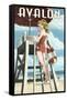 Avalon, New Jersey - Lifeguard Pinup Girl-Lantern Press-Framed Stretched Canvas