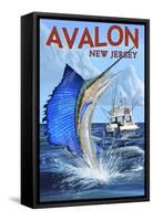 Avalon, New Jersey - Sailfish-Lantern Press-Framed Stretched Canvas