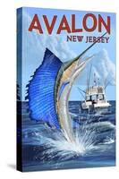 Avalon, New Jersey - Sailfish-Lantern Press-Stretched Canvas