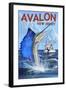 Avalon, New Jersey - Sailfish-Lantern Press-Framed Art Print