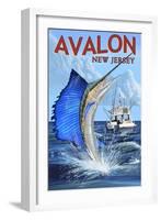 Avalon, New Jersey - Sailfish-Lantern Press-Framed Art Print