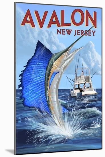 Avalon, New Jersey - Sailfish-Lantern Press-Mounted Art Print