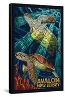 Avalon, New Jersey - Sea Turtle - Mosaic-Lantern Press-Framed Stretched Canvas