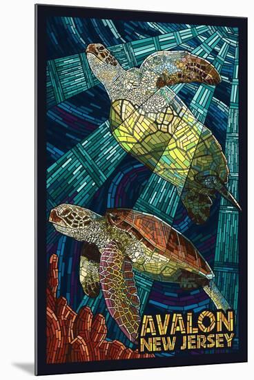 Avalon, New Jersey - Sea Turtle - Mosaic-Lantern Press-Mounted Art Print